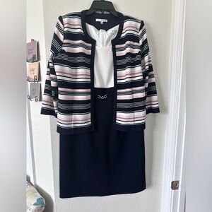 Studio One New York Women’s two piece dress, 14, navy, blush, white